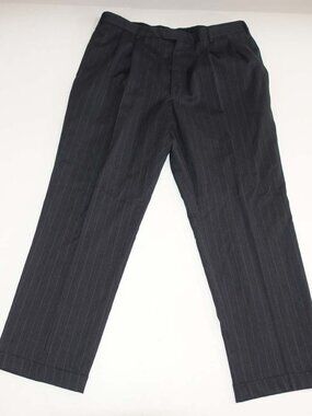 Jos. A. Bank Men's Pinstripe Dress Pants 38 x 31.5 Charcoal Gray Wool Slacks
